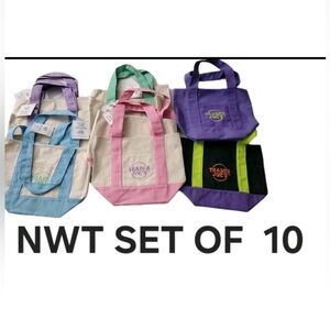 NWT Traders Joes Mini Tote Set Of 10 - 8 Pastels And 2 Halloween